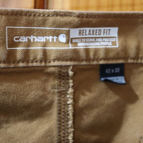Carhartt Mens Tan Cargo Canvas Work Pants 42 x 32 Relaxed Fit Rugged Flex Jeans - Picture 12 of 15